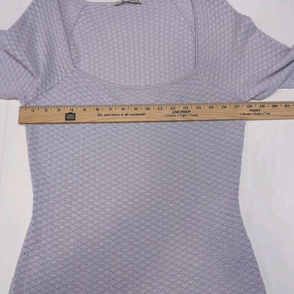 Abercrombie & Fitch Pointelle Square Neck Thong Bodysuit Women's XL Lavender NEW - Picture 8 of 15